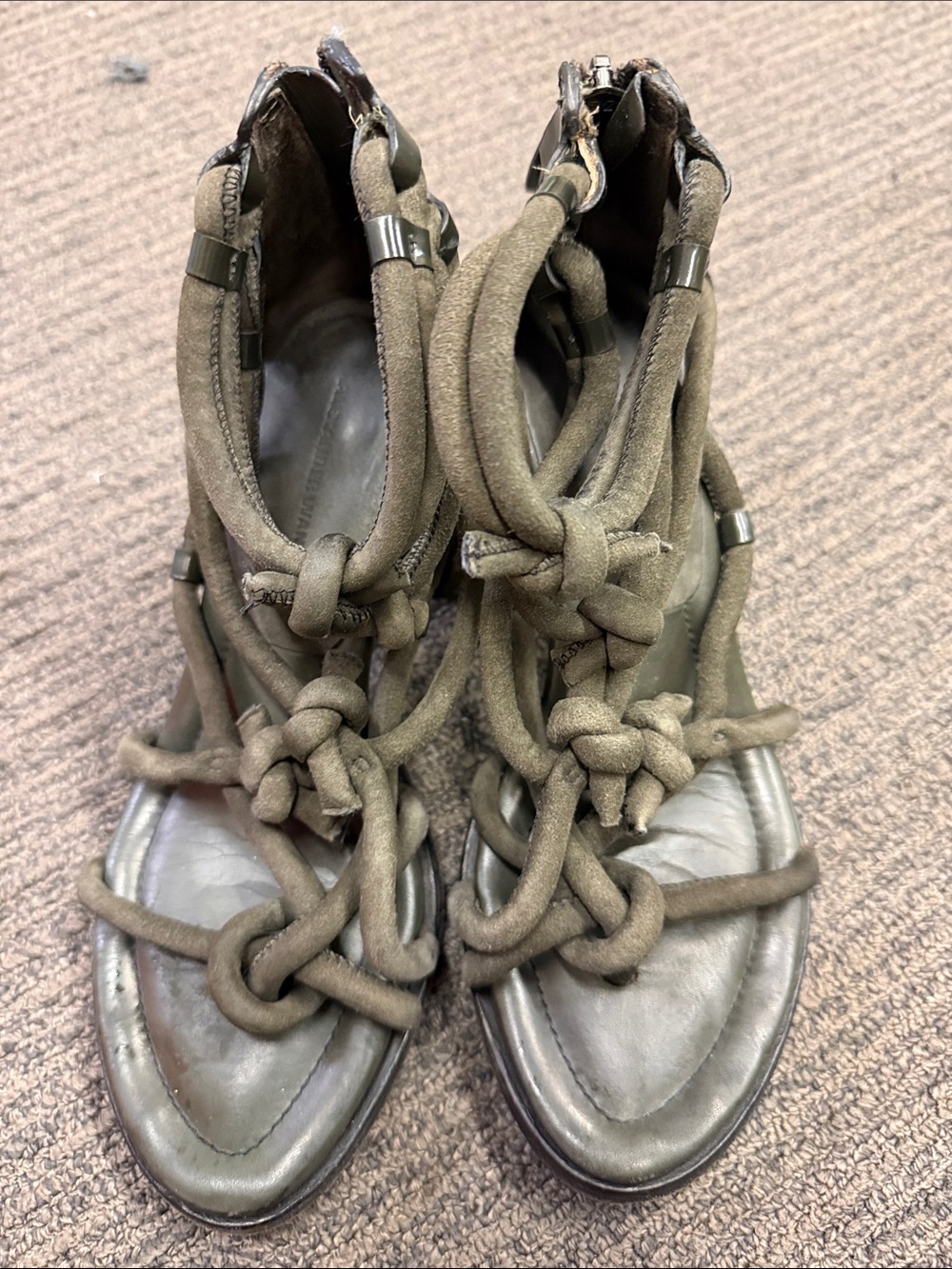 Alexander Wang Olive Green Knotted Gladiator Sandals